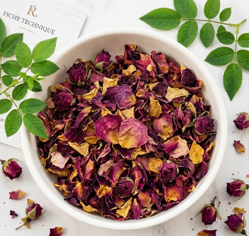 Pétales de Rose de Damas en vrac (Rosa damascena) - les 2kgs 1 Pétales de rose de Damas séchés en vrac pour infusions, cocktails, pâtisserie et décoration culinaire