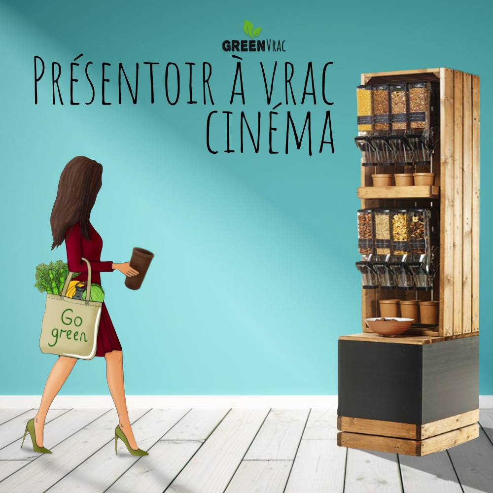 Présentoir Étagère Vrac Fruits secs CINÉMA Style Ferme & Campagne 50cm - Avec Caisson et Distributeurs - Tarif sur demande 1 Présentoir Étagère Vrac Fruits secs CINÉMA Style Ferme & Campagne