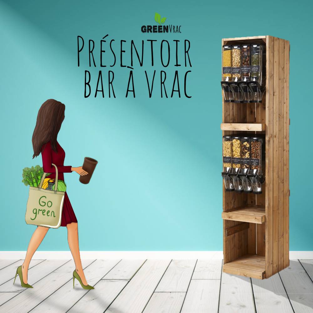 Présentoir Étagère Vrac BAR À VRAC Style Ferme & Campagne 50cm - Avec Distributeurs 7,5l - Tarif sur demande 1 Présentoir Étagère Vrac BAR À VRAC Style Ferme