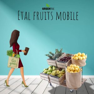 Étal MOBILE FRUITS en bois Style Ferme & Campagne Roulettes