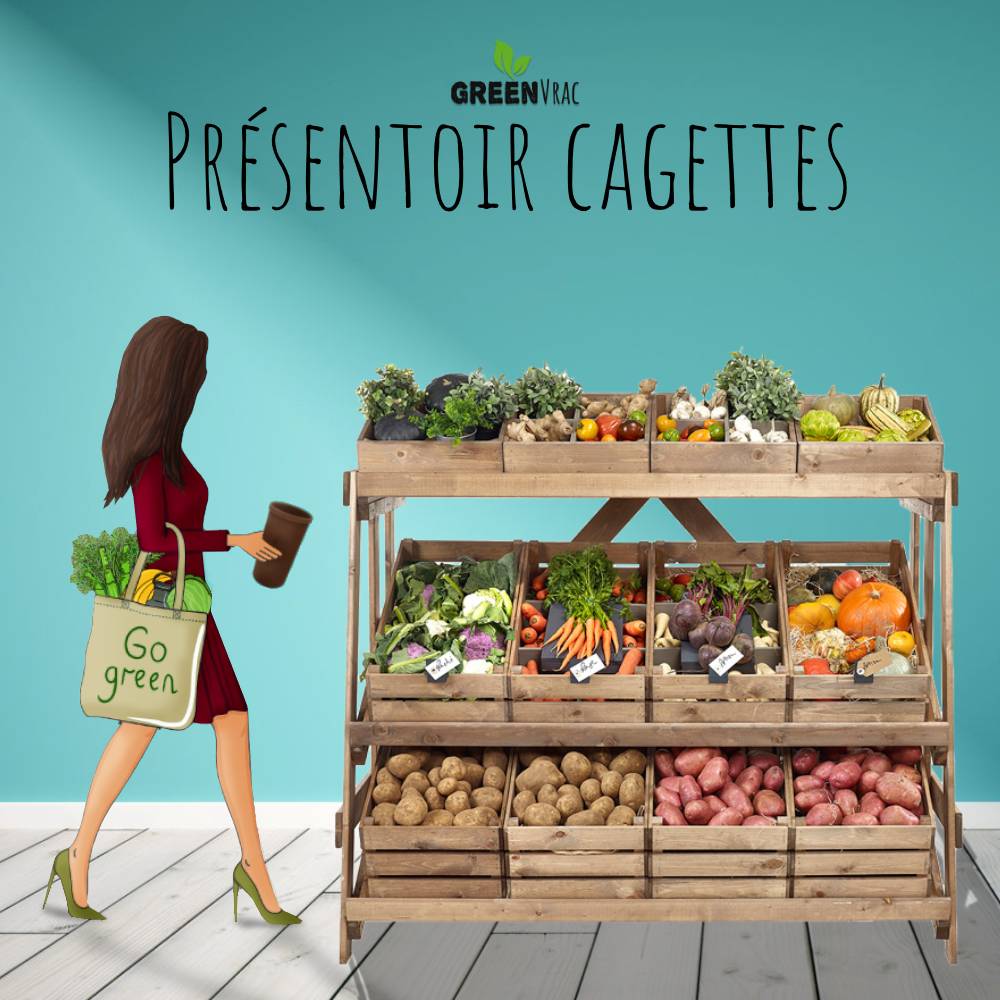 Présentoir à Cagettes PRODUITS LOCAUX bois Style Ferme & Campagne 170cm - Avec Caisses/Cagettes - Tarif sur demande 1 Présentoir à Cagettes PRODUITS LOCAUX bois Style Ferme & Campagne